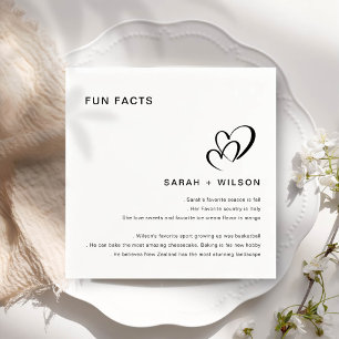 Simple Blush Heart Wedding Fun Facts Napkin
