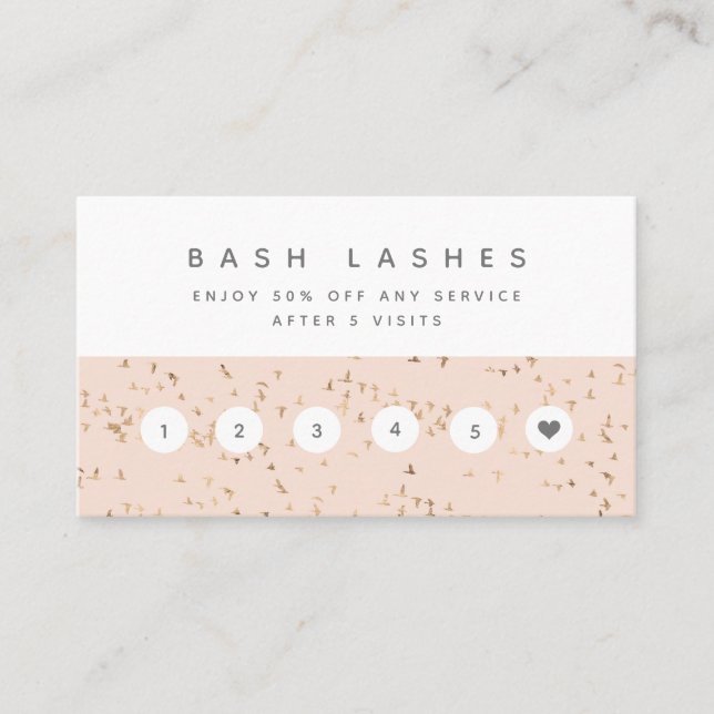 Simple Blush Pink and Gold Professional Customer Loyalty Card (Front)