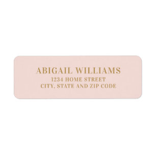 Simple Blush Pink and Gold Return Address