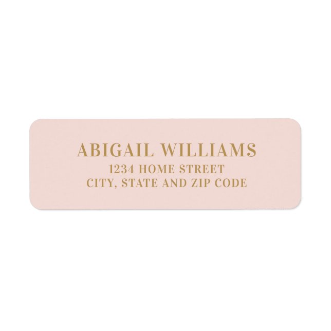 Simple Blush Pink and Gold Return Address (Front)