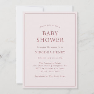 Simple Blush Pink Baby Shower Invitation