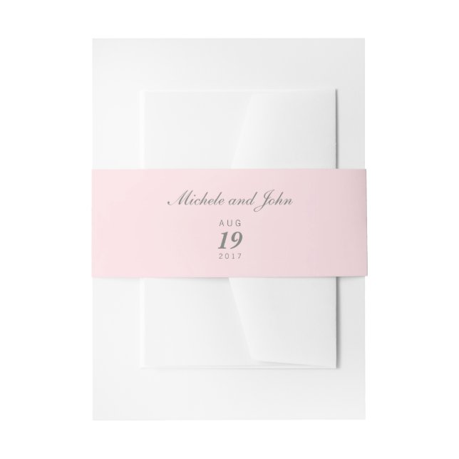 Simple Blush Pink Belly Bands Invitation Belly Band (Front Example)