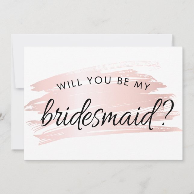 Simple Blush Pink Bridesmaid Proposal Card (Front)