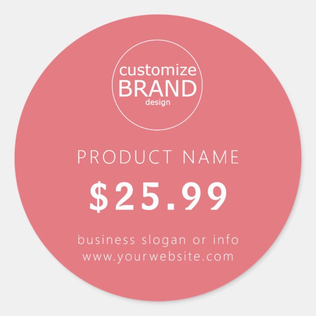 Simple Blush Pink Business Logo Price Tag Sticker (Front)