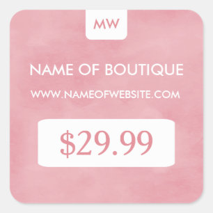 Simple Blush Pink Chic Boutique Monogram Price Tag