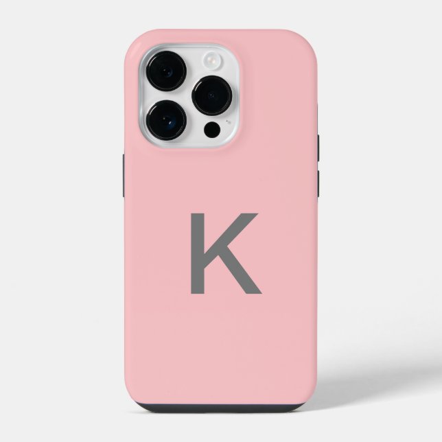 Simple Blush Pink Chic Monogram Custom iPhone Case (Back)
