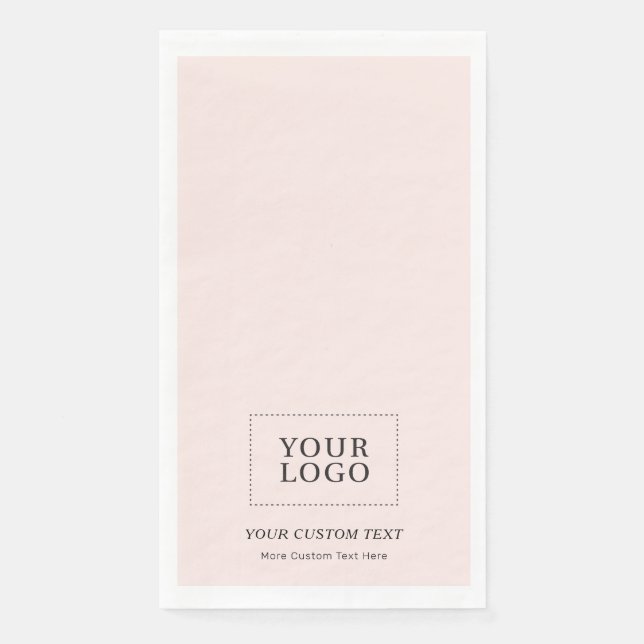 Simple Blush Pink Custom Business Logo Promotional Napkin (Front)