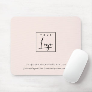 Simple Blush Pink Custom Promotional Business Logo Mouse Mat
