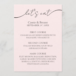 Simple Blush Pink Elegant Calligraphy Wedding Menu