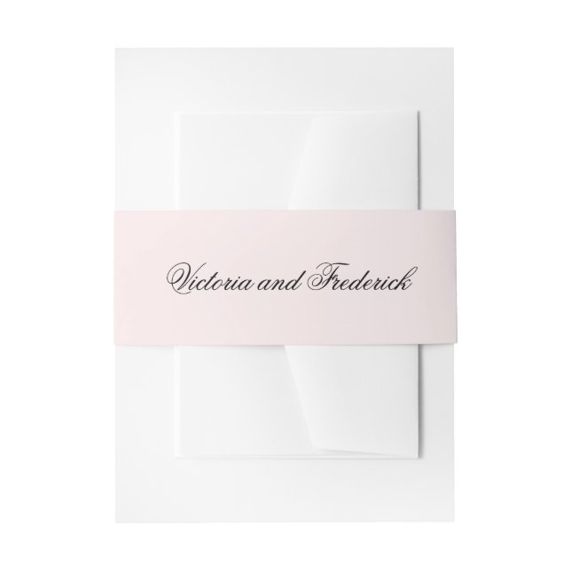 Simple Blush Pink Elegant Wedding Invitation Belly Band (Front Example)