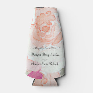 Simple Blush Pink Fushia Floral Wedding favour Bottle Cooler