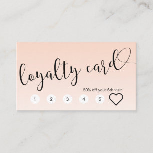 Simple blush pink handwritten script calligraphy loyalty card