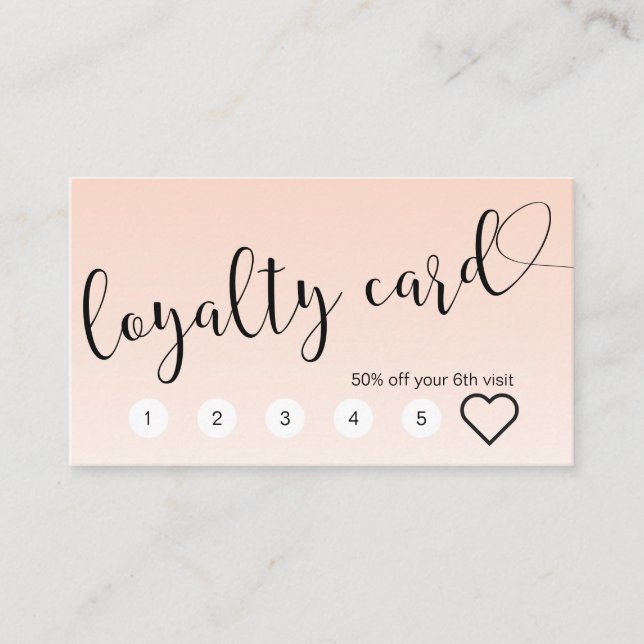 Simple blush pink handwritten script calligraphy loyalty card (Front)