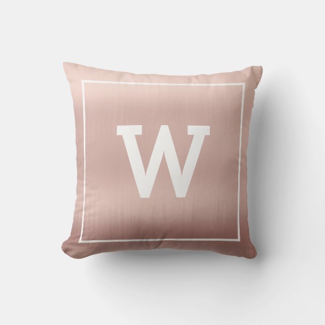 Simple Blush Pink Initial Monogram Cushion (Front)
