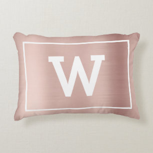 Simple Blush Pink Initial Monogram Decorative Cushion