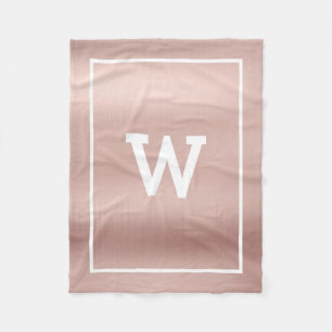 Simple Blush Pink Initial Monogram Fleece Blanket