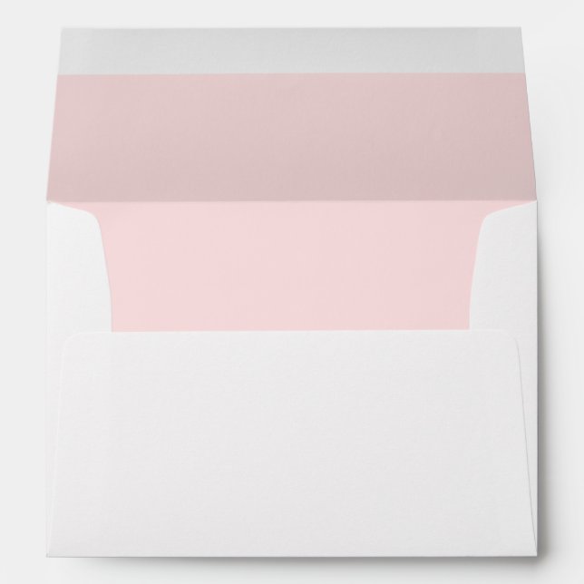 Simple Blush Pink Lined Wedding Invitation Envelope (Back (Bottom))