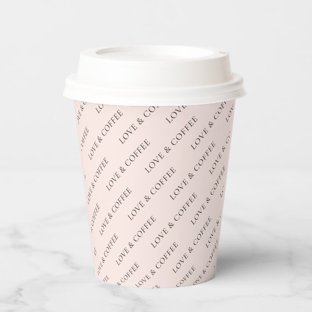 Simple Blush Pink Minimal Custom Text Pattern Paper Cups (Front)