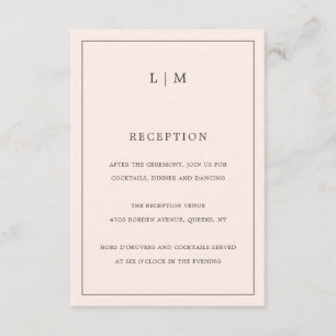 Simple Blush Pink Monogram Elegant Wedding Enclosure Card
