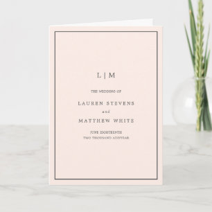 Simple Blush Pink Monogram Elegant Wedding Programme