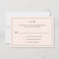 Simple Blush Pink Monogram Elegant Wedding