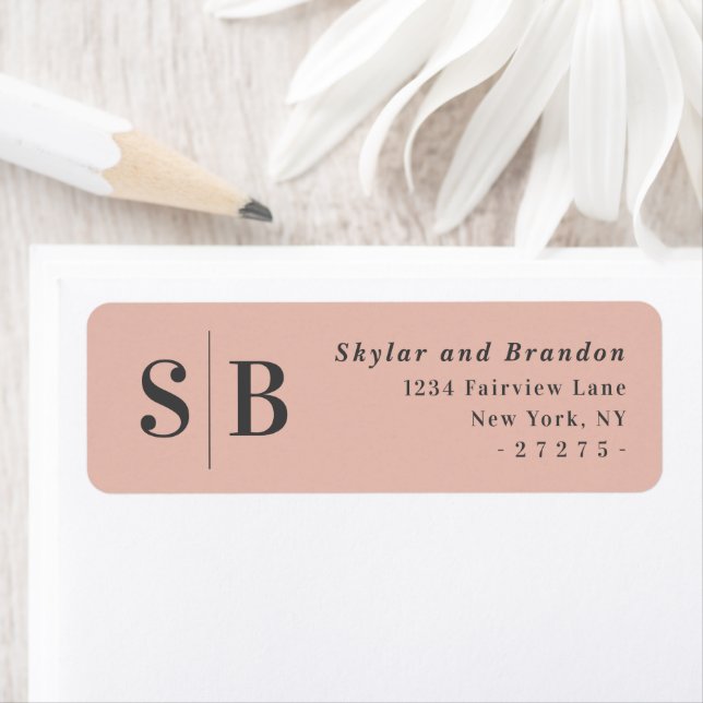 Simple Blush Pink Monogram Wedding Return Address (Insitu)