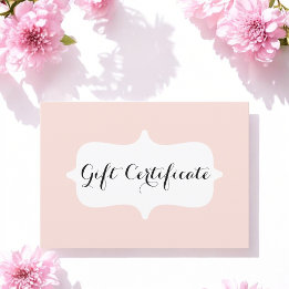 Simple Blush Pink  Pastel Gift Certificate Card