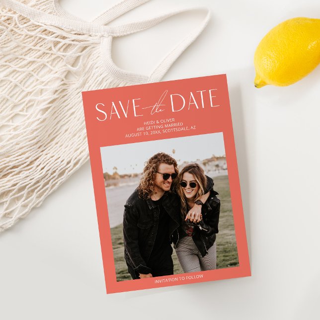 Simple Blush Pink Photo Save the Date Invitation (Creator Uploaded)