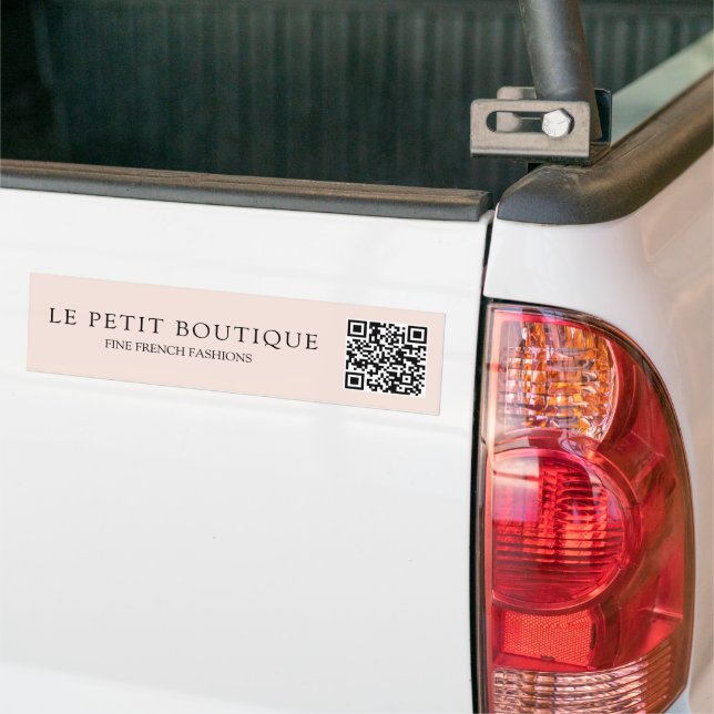 Simple Blush Pink QR Code Promotional Business  Bumper Sticker (On Truck)