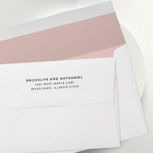 Simple Blush Pink Return Address Lined Envelope