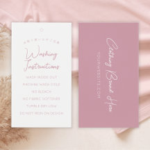 Simple Blush Pink Script Washing Instructions Tag