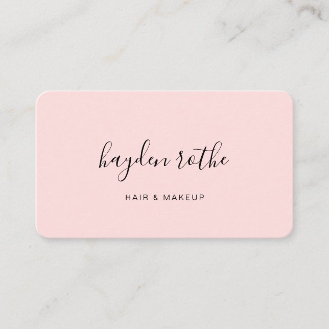 Simple Blush Pink Signature Script Beauty Business Card (Front)