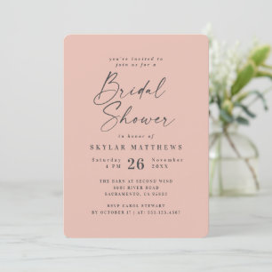 Simple Blush Pink Solid Colour Bridal Shower Invitation