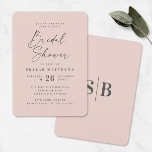 Simple Blush Pink Solid Colour Bridal Shower Invitation