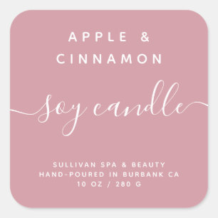 Simple Blush Pink Soy Candle Label