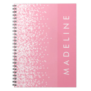 Simple Blush Pink Sparkle Personalised Name Notebook