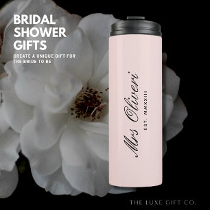 Simple Blush Pink Typography Bride Thermal Tumbler