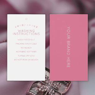 Simple Blush Pink Washing Instructions Tag