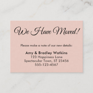 Simple, Blush Pink We Have Moved Change of Address Enclosure Card