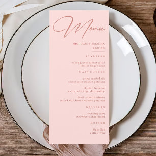 Simple Blush Pink Wedding  Menu