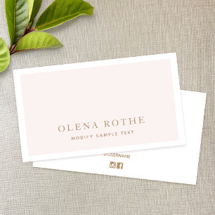 Simple Blush Pink White Border Beauty Professional Calling Card