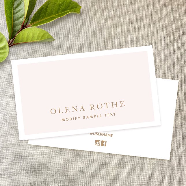 Simple Blush Pink White Border Beauty Professional Calling Card (Creator Uploaded)