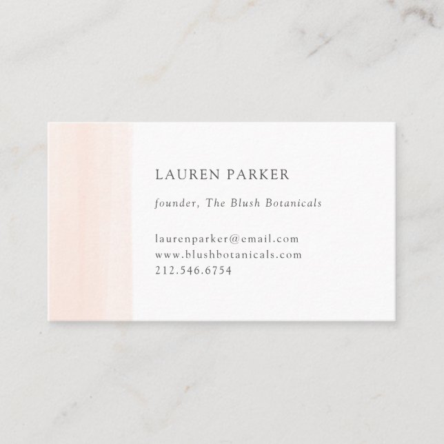 Simple Blush Watercolor Business Card (Front)