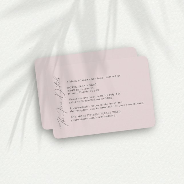 Simple Blush Wedding Finer Details Enclosure Card (Creator Uploaded)