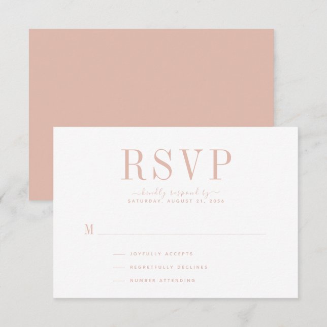 Simple Blush Wedding RSVP Card (Front/Back)