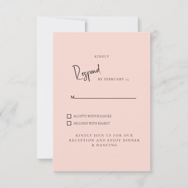 Simple Blush Wedding RSVP Card (Front)
