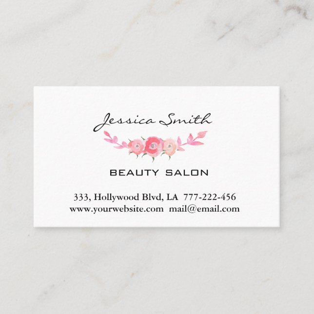 Simple blushed boho roses appointment card (Front)