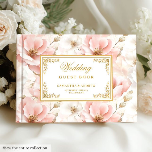 Simple bohemian blush gold wedding guest book (Simple bohemian blush gold wedding guest book)