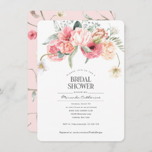 Simple bohemian floral style chic garden bridal invitation