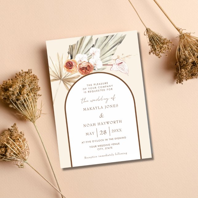 Simple Bohemian Pampas Grass Boho Wedding Invitation (Creator Uploaded)